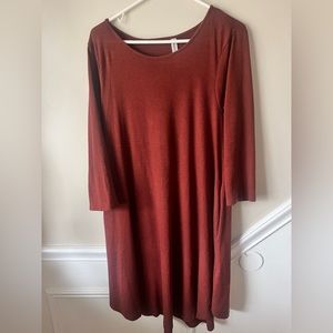Rust colored mid sleeve dress